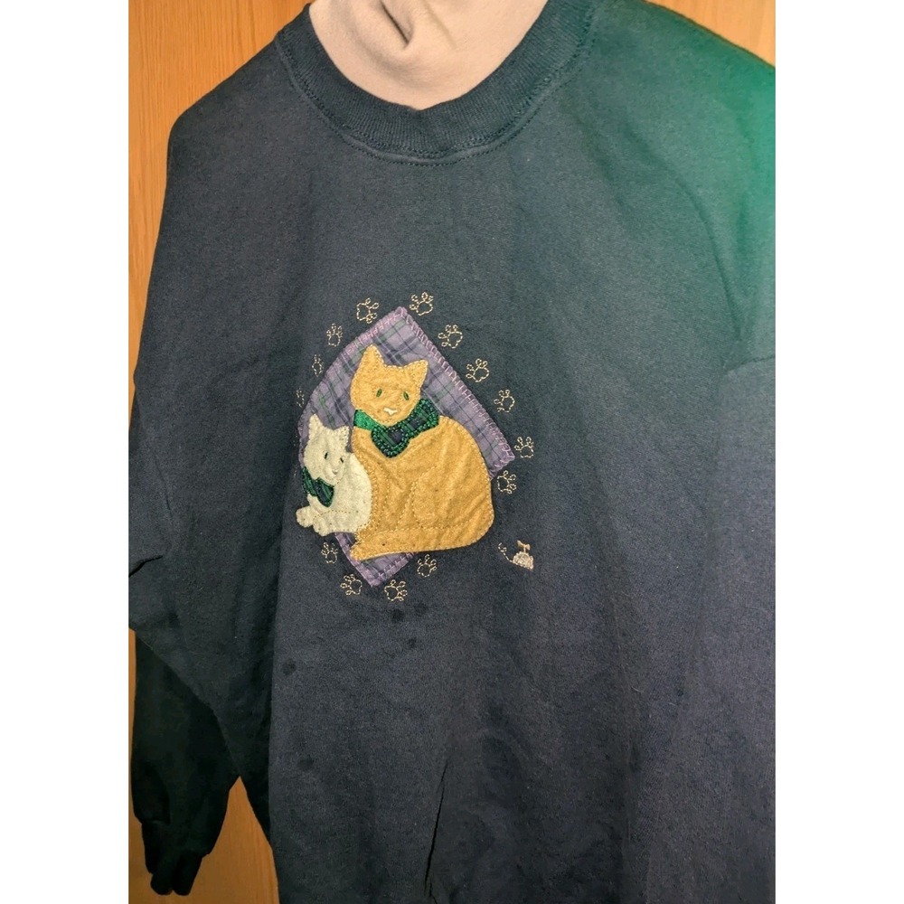 Vintage Gopher Sport Cats USA Navy Blue 90s Style Sweater Size L